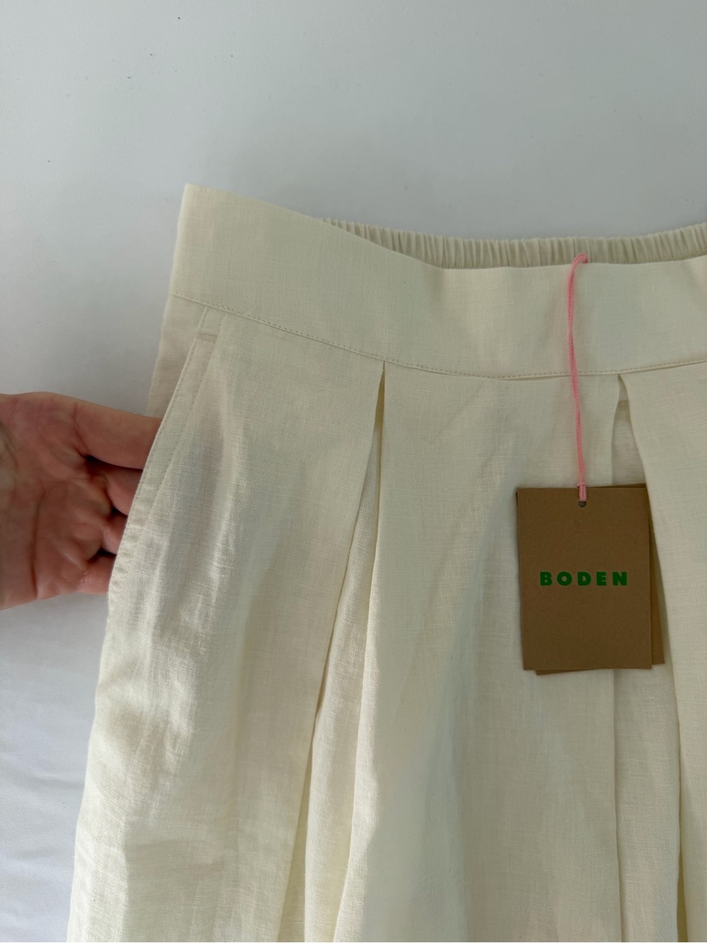 Boden Verity Linen Embroidered Floral Trim Pleated Midi Skirt US 6R - Picture 5 of 16